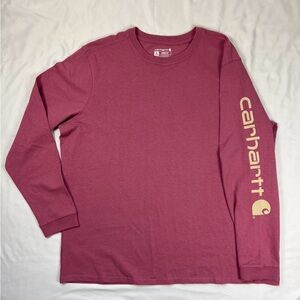 Carhartt Shirt Men XL Salmon Red Long Sleeve Loose Fit Logo Casual